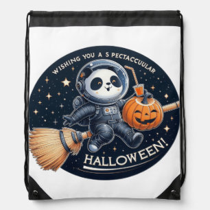 Spectacular Halloween with a Bamboo-Broom Panda Drawstring Bag