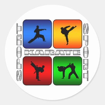 Spectacular Karate Classic Round Sticker by TheArtOfPamela at Zazzle