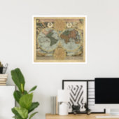 Spectacular Map of the World by Homann 1716 Poster | Zazzle