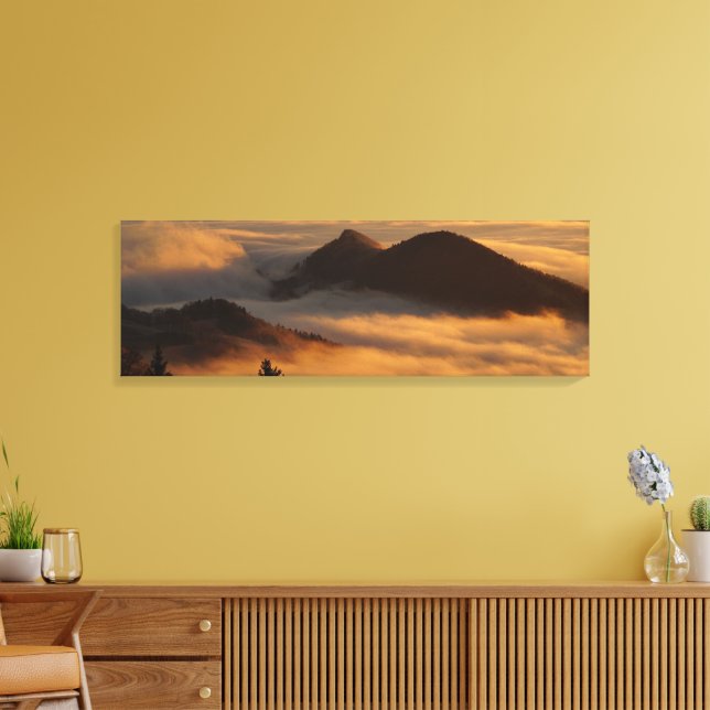 Spectacular Mountains Peeking Through Clouds Canvas Print (Insitu(LivingRoom))