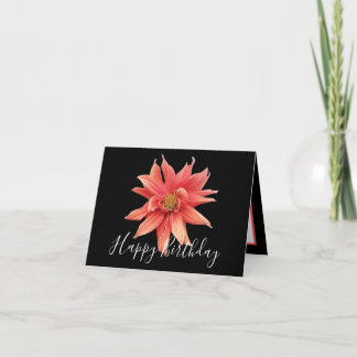 Spectacular Orange Dahlia Black Back Chic Birthday Card