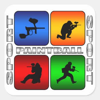 Spectacular Paintball Square Sticker by TheArtOfPamela at Zazzle