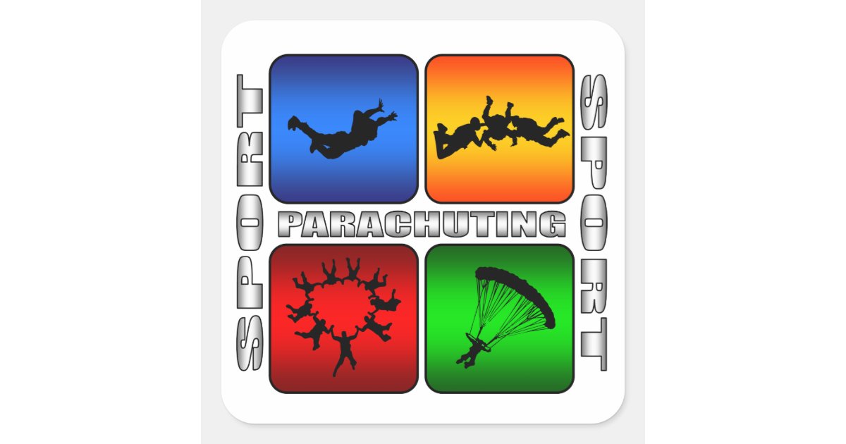 Spectacular Parachuting Square Sticker | Zazzle