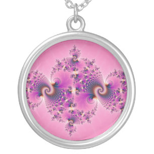 Spectacular Pink - Fractal Silver Plated Necklace