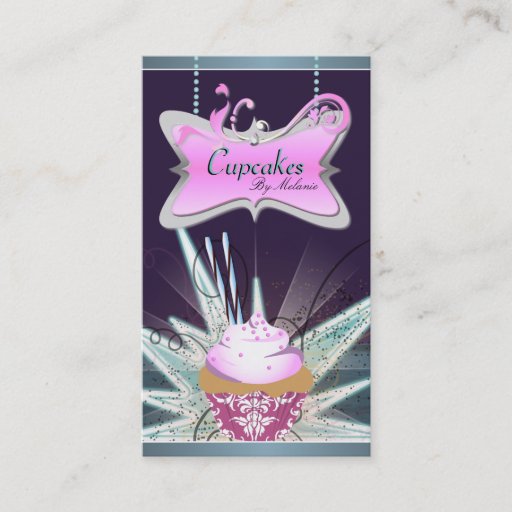 Customizable Spectacular Pink Swirl Cupcake Business Card