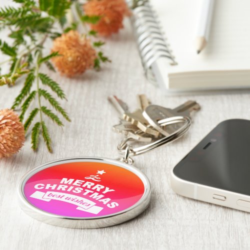 Spectacular Round Best wishes  Merry Christmas Keychain