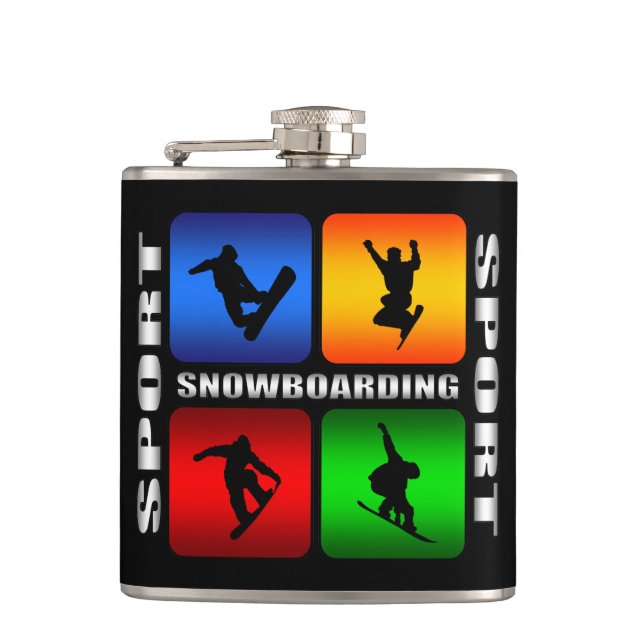 Spectacular Snowboarding Sport Hip Flask (Front)