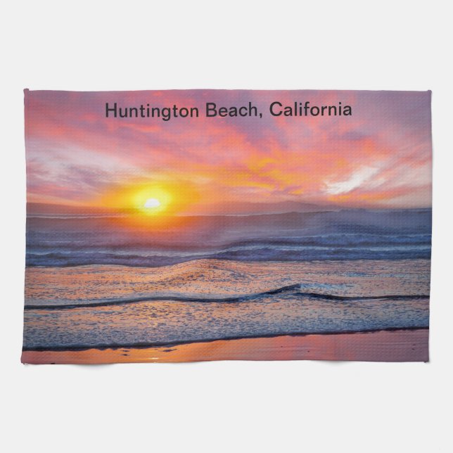 Spectacular Sunset at Huntington Beach, CA Towel (Horizontal)