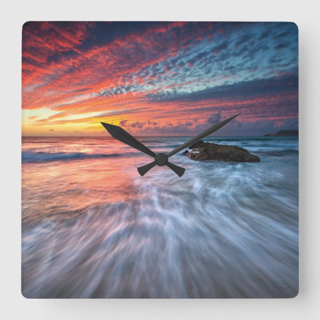 Spectacular Sunset | Stone Beach, El Square Wall Clock (Front)