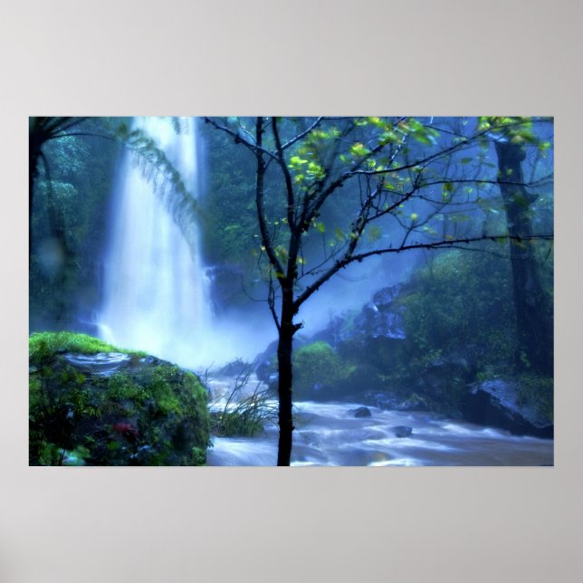 Spectacular Tropical Waterfall in Bali Indonesia Poster (Front)