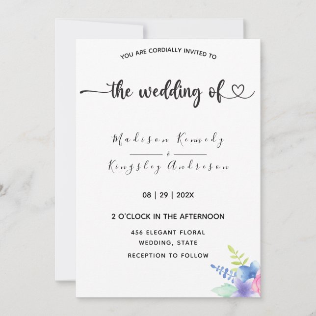 Spectacularly Simple Elegant Luxurious Floral  Invitation (Front)