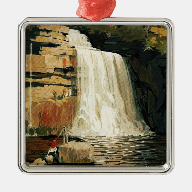Spectators Climb on Waterfall Railway Poster Metal Ornament (Front)