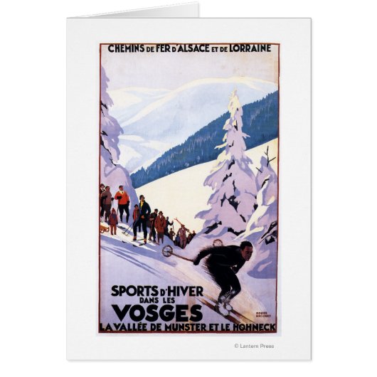 Spectators Watching Skier Poster Cards (Front)