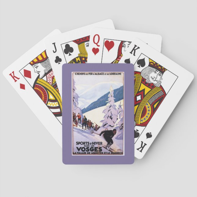 Spectators Watching Skier Poster Poker Cards (Back)