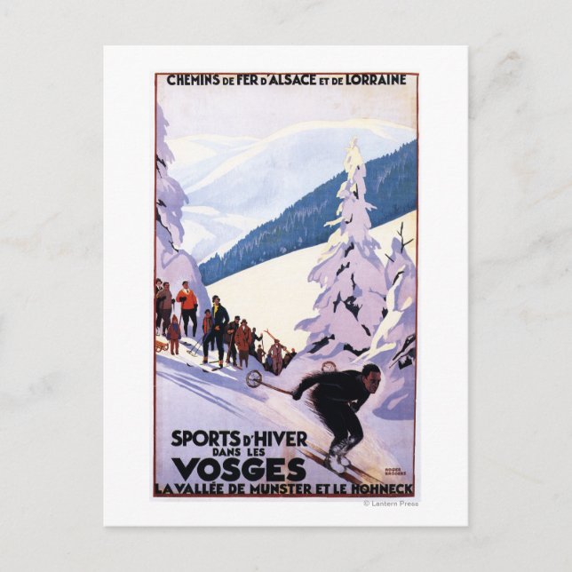 Spectators Watching Skier Poster Postcard (Front)