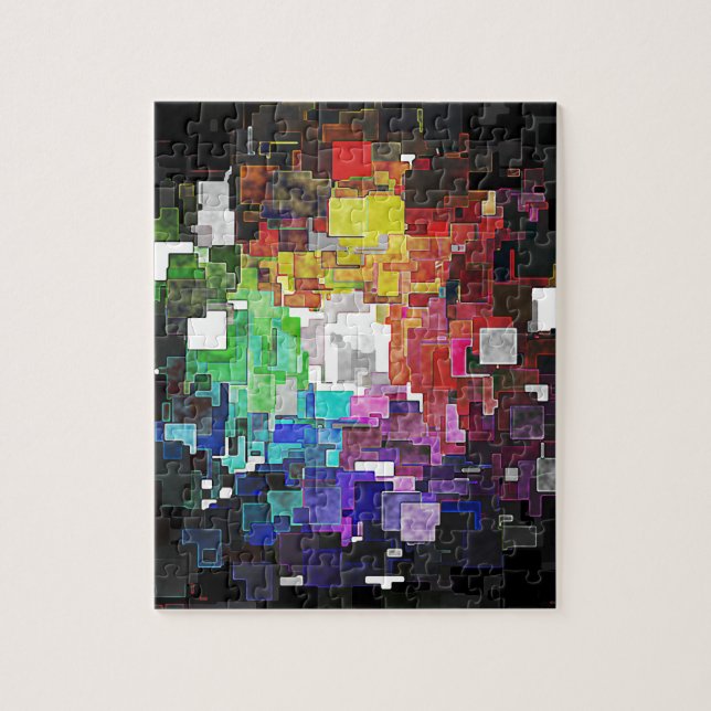 Spectral Geometric Abstract Jigsaw Puzzle (Vertical)