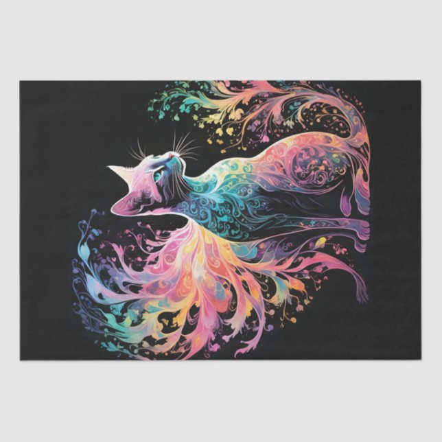 Spectral Holographical Cat: A Prism of Elegance Tissue Paper (Front)