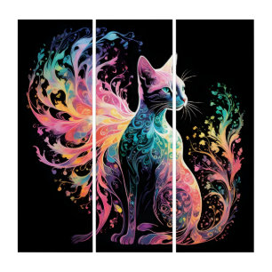 Spectral Holographical Cat: A Prism of Elegance Triptych