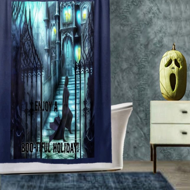 Spectre On The Steps Shower Curtain (Shower in creepy style, with this Spectre On The Steps Shower Curtain!)