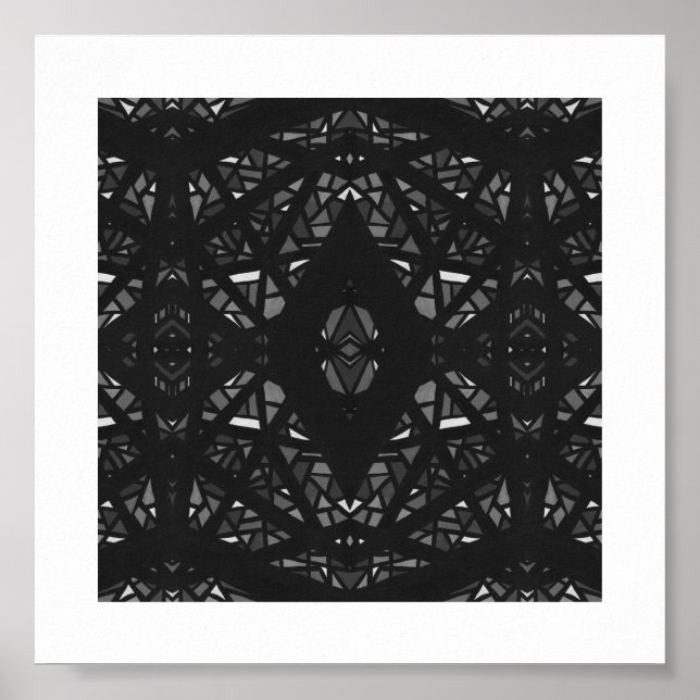 Spectroscopic Black and White Abstract Gouache Art Poster (Front)