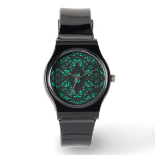 Spectroscopic Green Black Abstract Gouache Art Watch