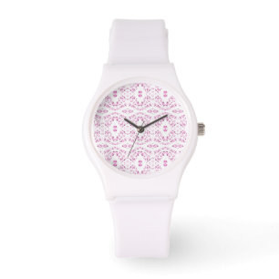 Spectroscopic Pink White Abstract Gouache Art Watch