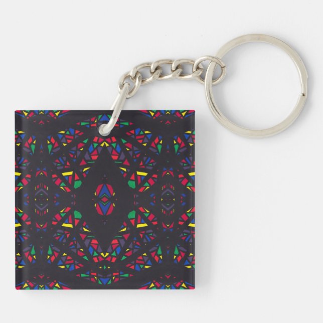 Spectroscopic Rainbow Abstract Gouache Art Keychain (Back)