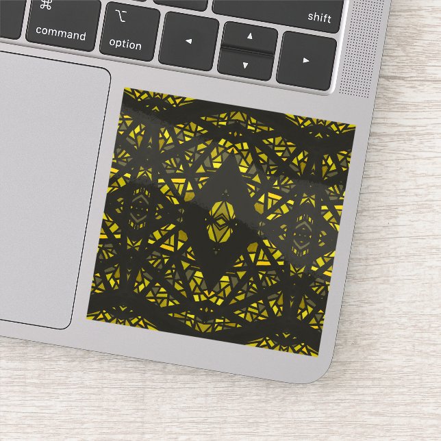 Spectroscopic Yellow Black Abstract Gouache Art Sticker (Detail)