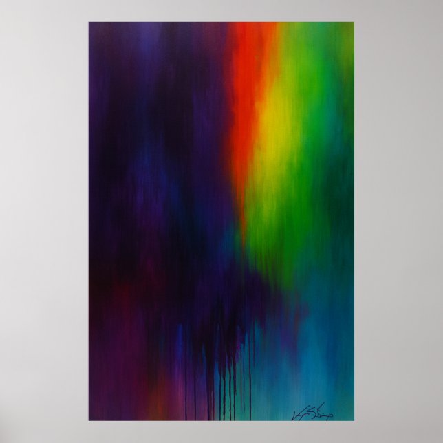 Spectrum Cascade - Abstract Drip Painting Poster (Front)