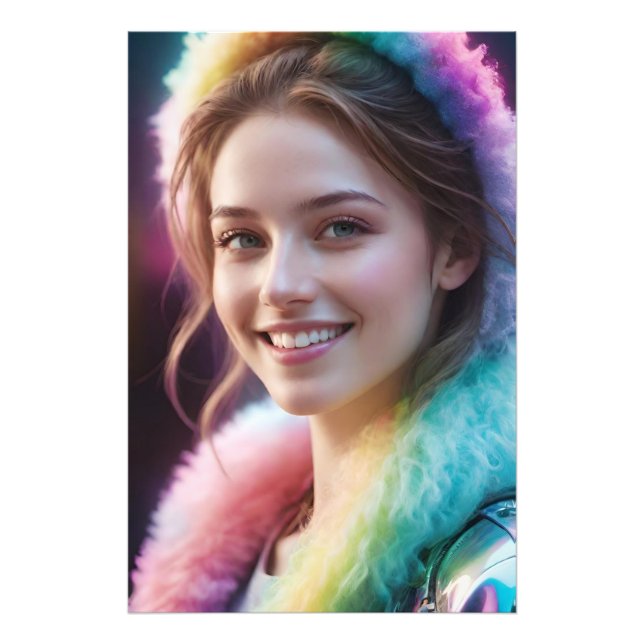 Spectrum Dreamer: Iridescent Glow Portrait Photo Print (Front)
