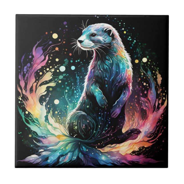 Spectrum Edge: The Otters Glow Ceramic Tile (Front)