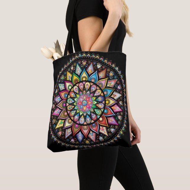 Spectrum of  color mandala  tote bag (Close Up)