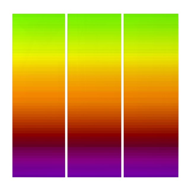 Spectrum of Colors, Green to Purple Triptych Art (Front)