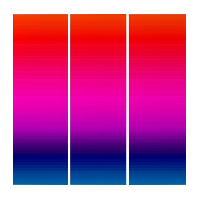 Spectrum of Colors, Red, Purple, Blue Triptych Art (Front)