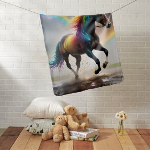 Spectrum of Grace: Rainbow Horse Beneath Rainbows Baby Blanket