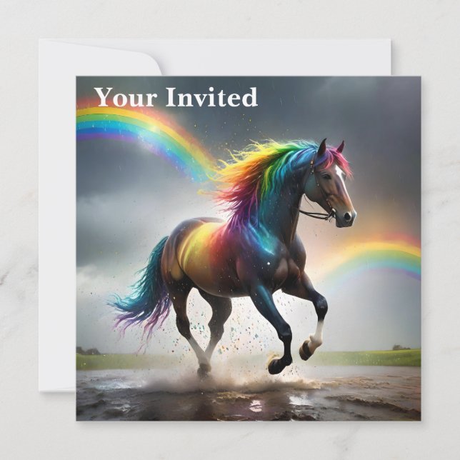 Spectrum of Grace: Rainbow Horse Beneath Rainbows Invitation (Front)