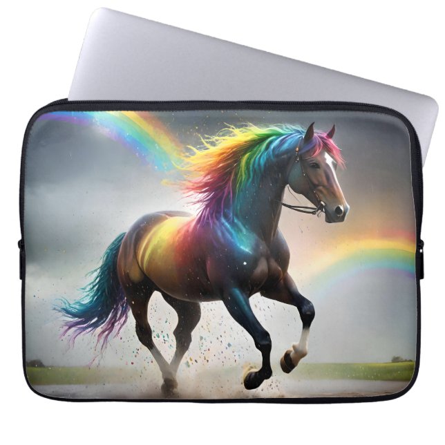 Spectrum of Grace: Rainbow Horse Beneath Rainbows Laptop Sleeve (Front)