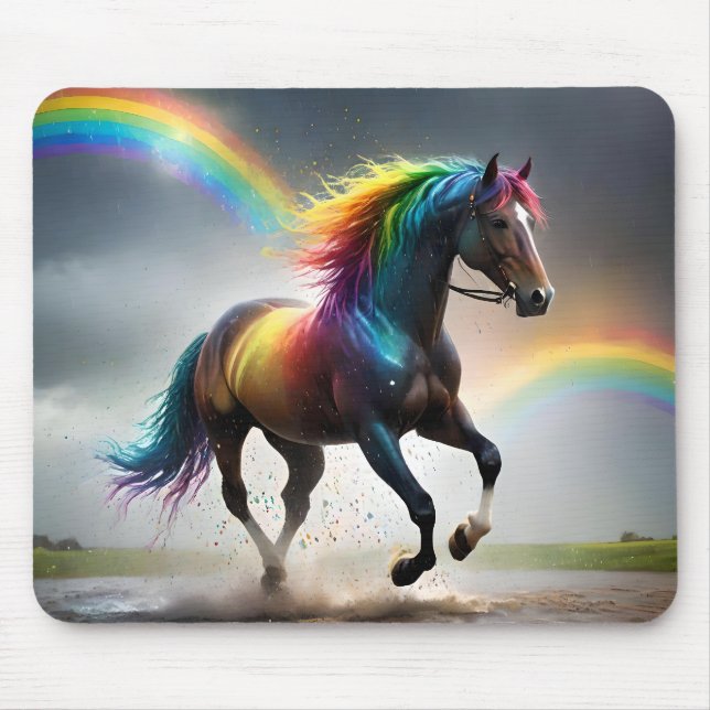 Spectrum of Grace: Rainbow Horse Beneath Rainbows Mouse Pad (Front)