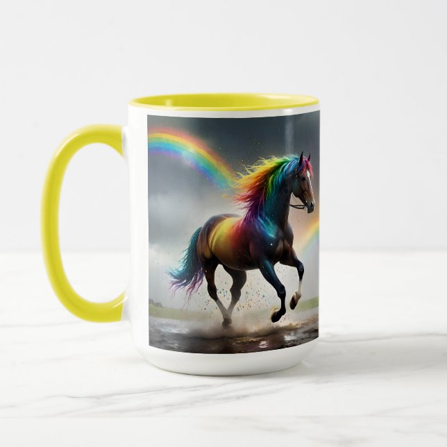 Spectrum of Grace: Rainbow Horse Beneath Rainbows Mug (Left)