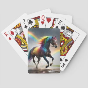 Spectrum of Grace: Rainbow Horse Beneath Rainbows Poker Cards
