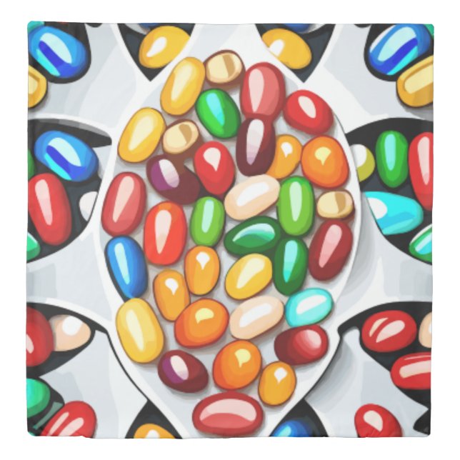 Spectrum of Sweetness: Jelly Beans in Technicolor  Duvet Cover (Front)