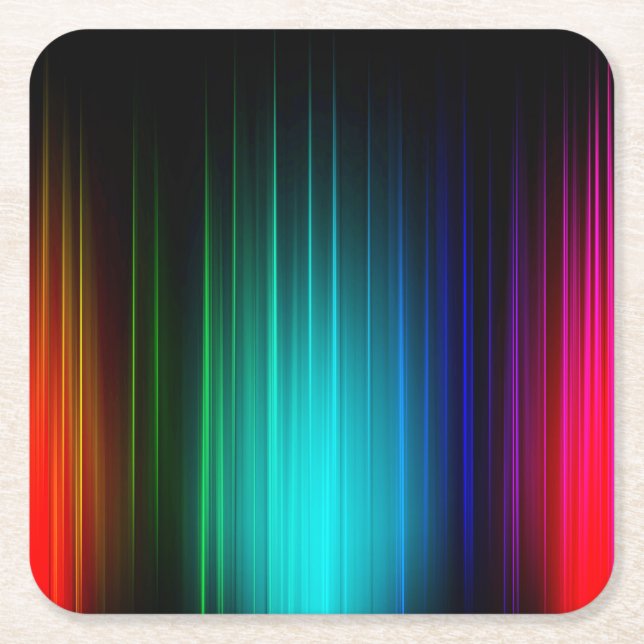 Spectrum Rainbow Light Show Background-55321 Square Paper Coaster (Front)