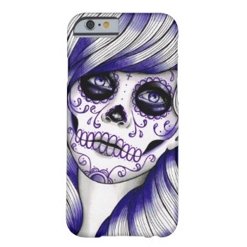 Spectrum Series - Violet Sugar Skull Girl Barely There Iphone 6 Case by NeverDieArt at Zazzle