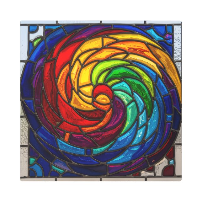 Spectrum Swirl — Stained Glass Metal Wall Art (Front)
