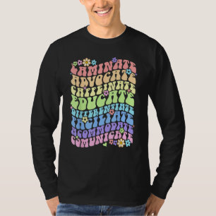 Sped Caffeinate Advocate Laminate Educate Groovy T T-Shirt
