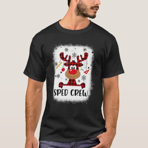 Sped Crew Buffalo Plaid Reindeer Santa Hat Christm T_Shirt