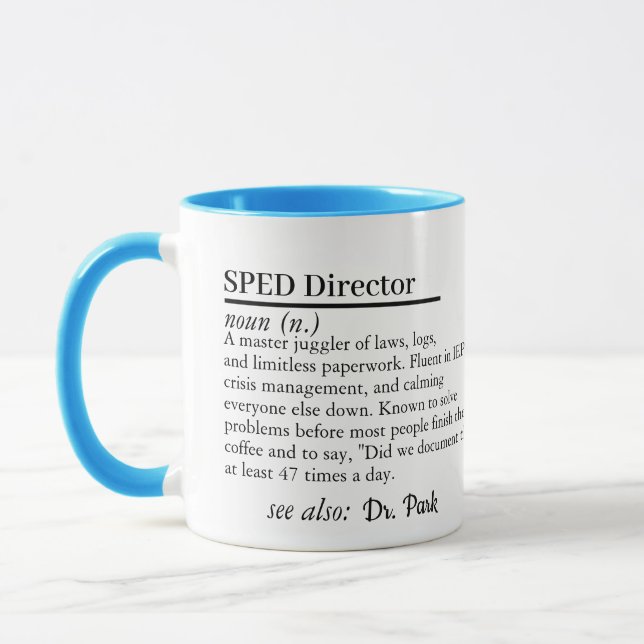 SPED Director Gift Mug with Custom Name (Left)