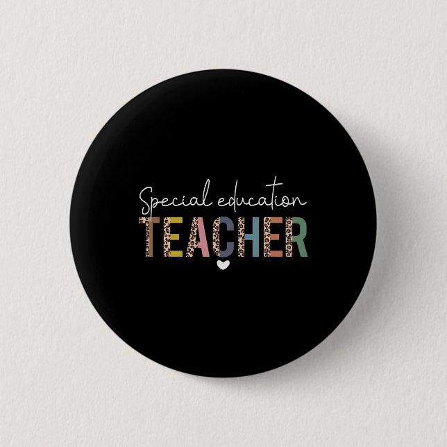 Sped Ed Special Education Teacher Sped Leopard Boh Button (Front)