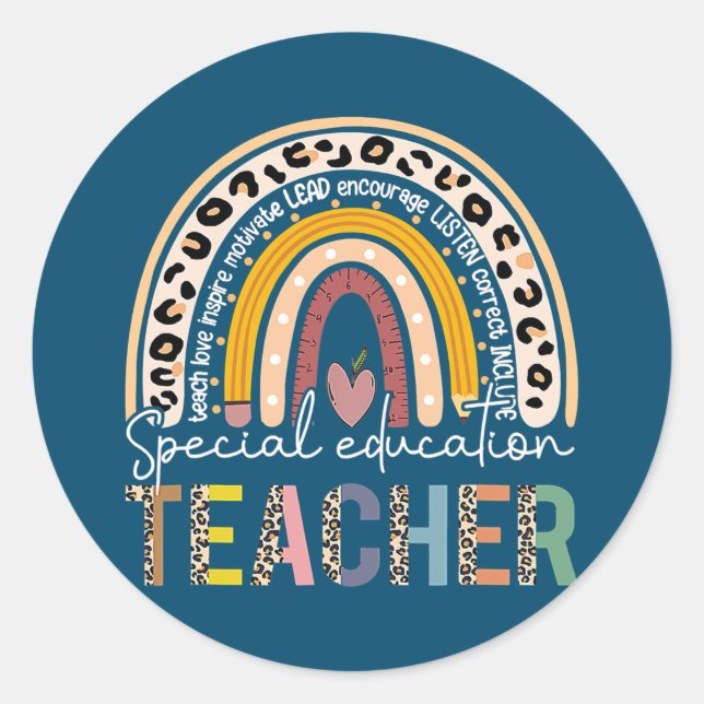 Sped Ed Special Education Teacher SPED Leopard Classic Round Sticker (Front)