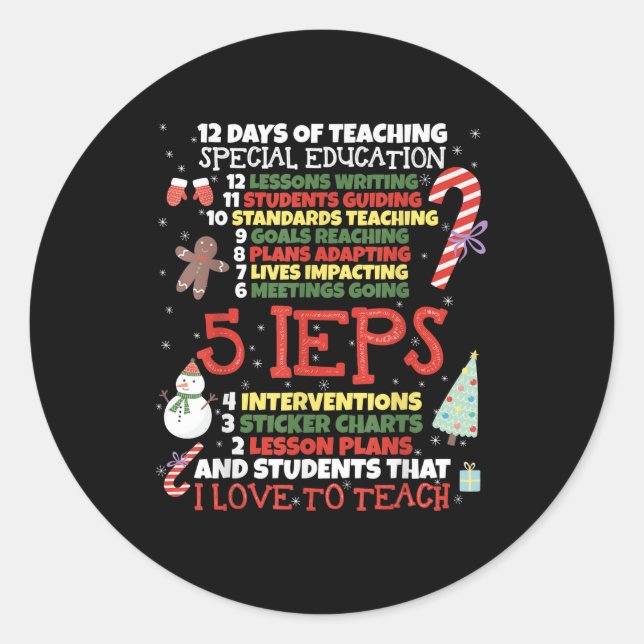 SPED School Tee Funny Special Education Teacher Classic Round Sticker (Front)